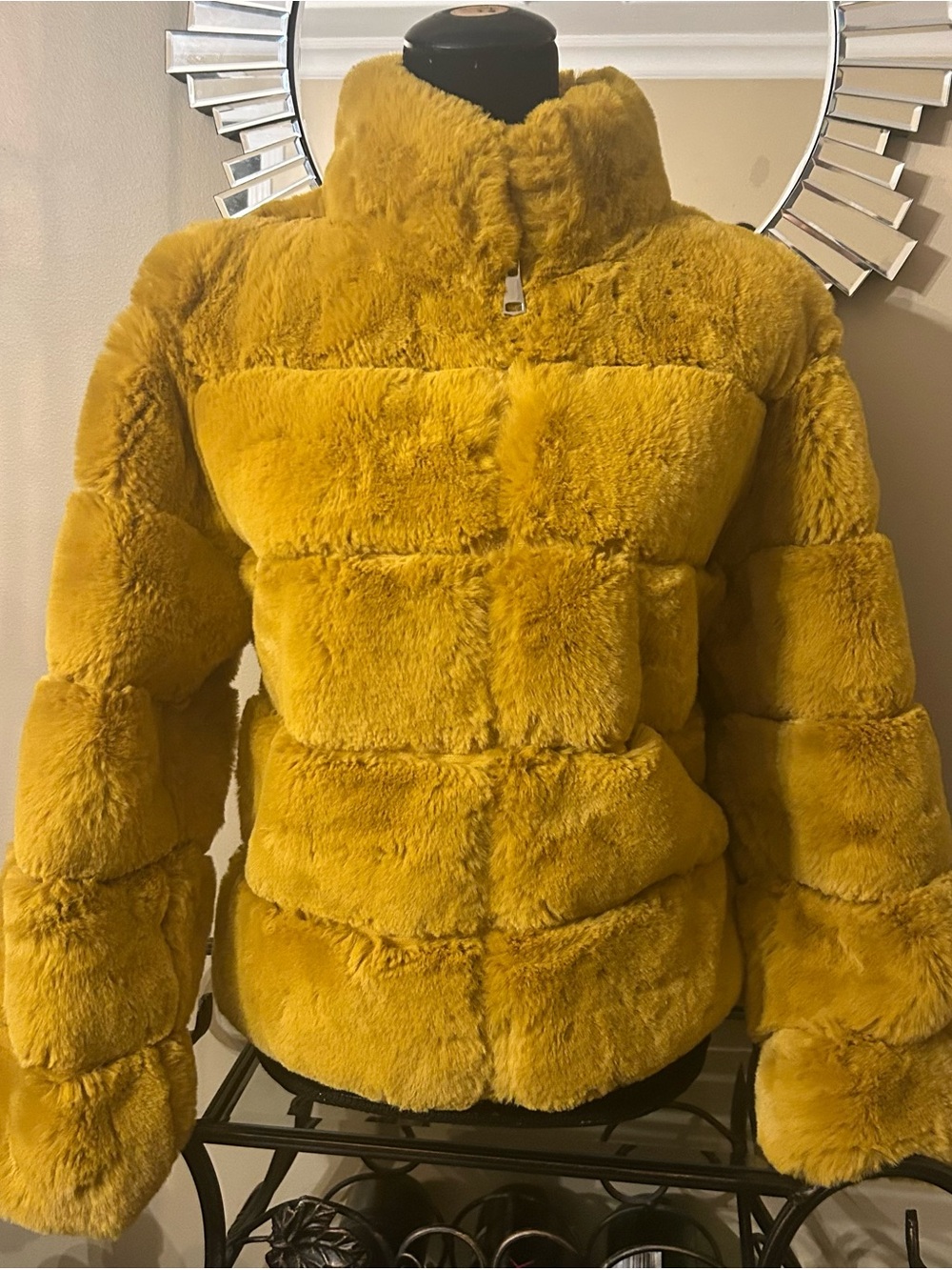 Women's Mustard Teddy Faux-Fur Jacket